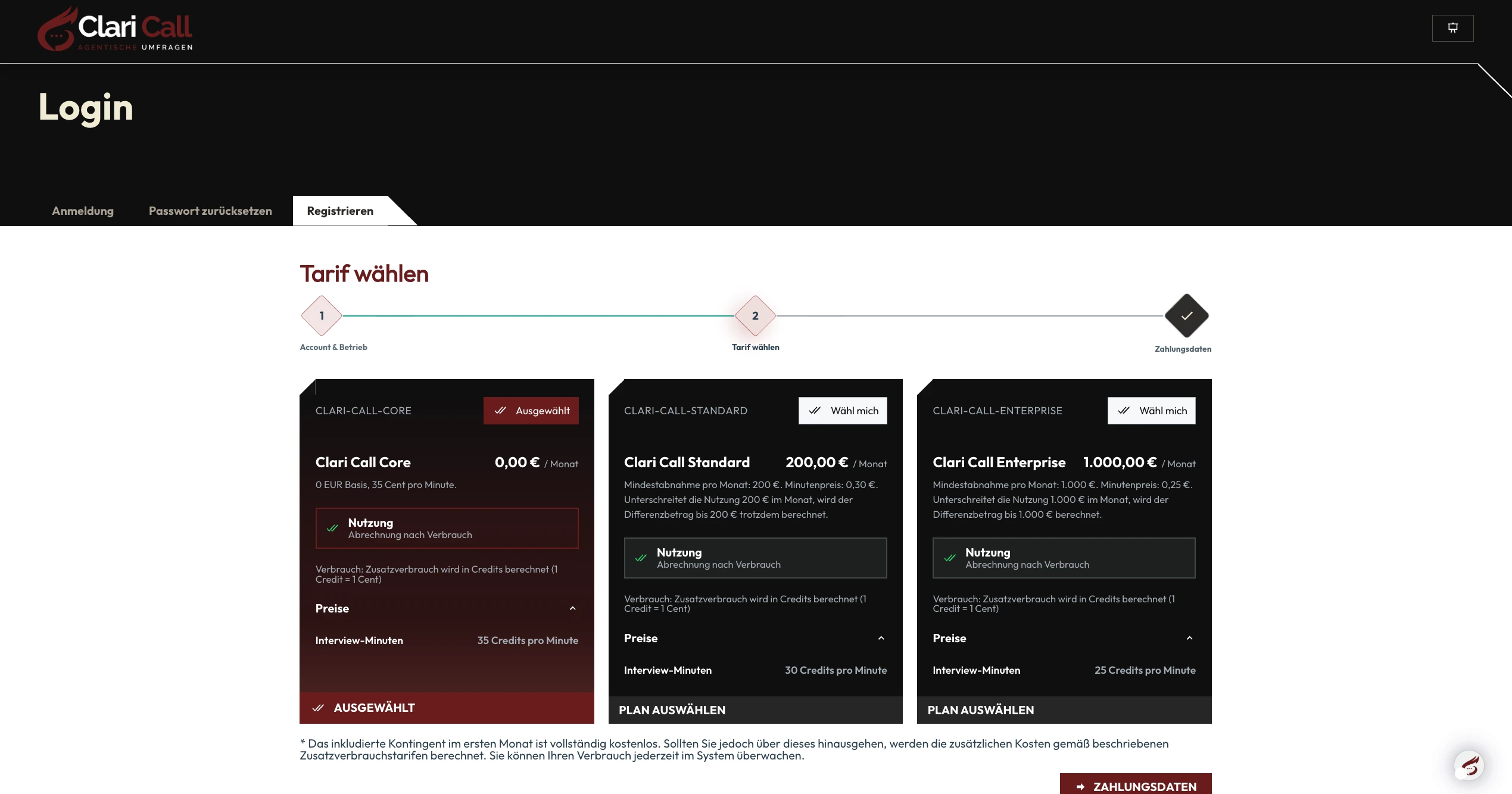 ClariCall – Abschluss und Bestätigung