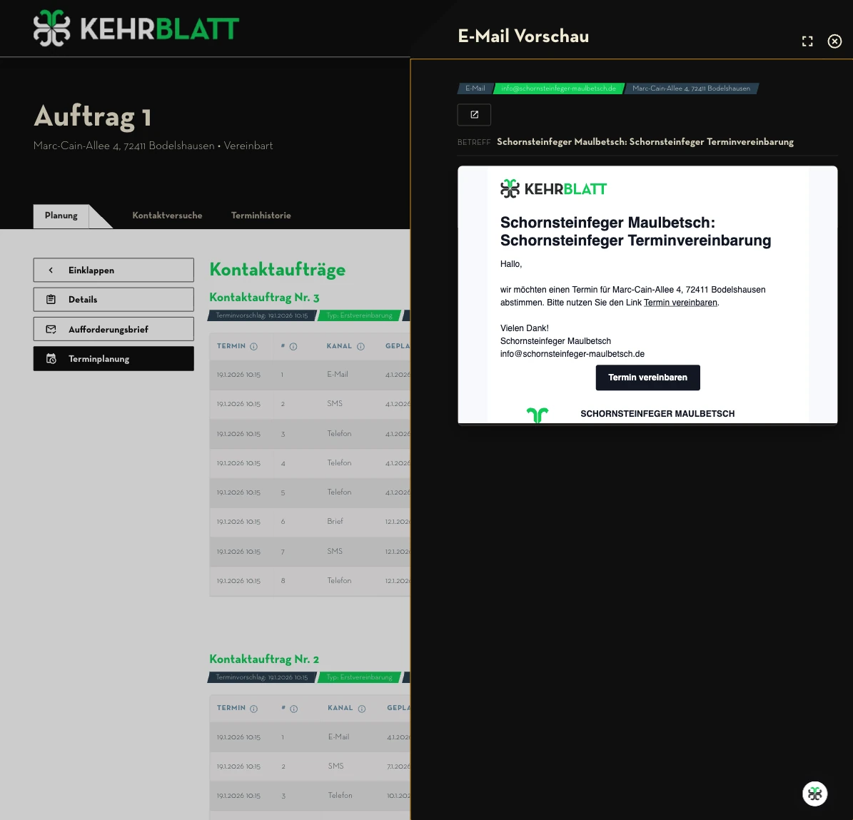 KehrBlatt – Kontaktvorlagen und Automatisierung
