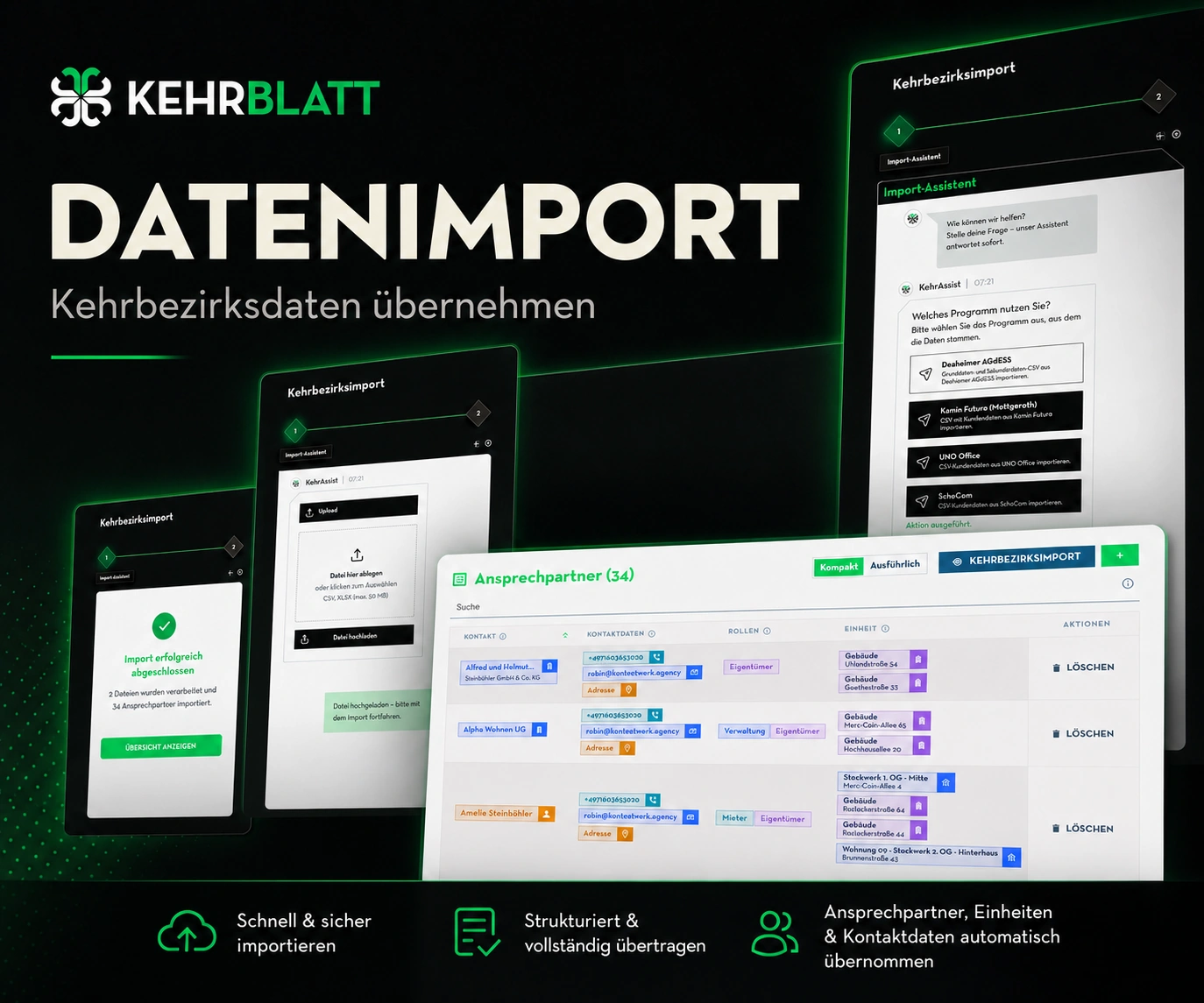 KehrBlatt – Feature-Kachel Datenimport