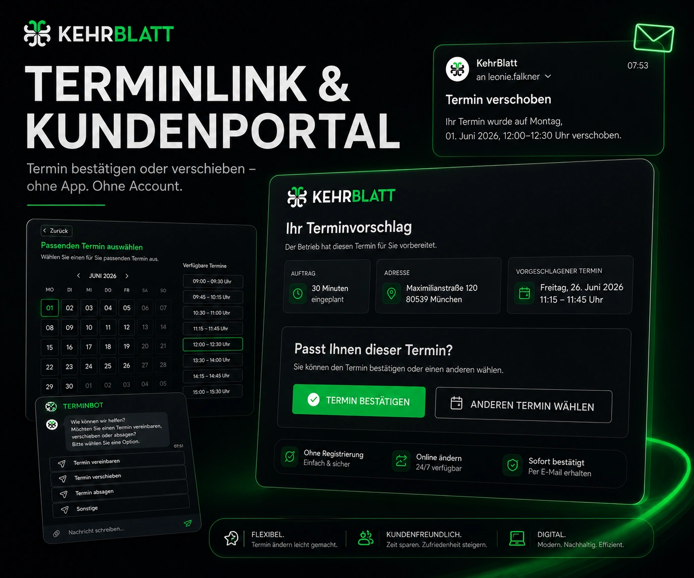 KehrBlatt – Feature-Kachel Terminportal