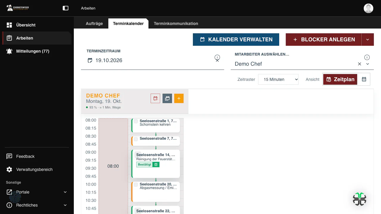 KehrBlatt: aktueller Terminkalender mit geplanten Arbeiten